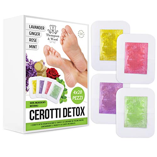 CEROTTI DETOX | 4x25 PEZZI | LAVANDA ZENZERO ROSA MENTA | CEROTTI TOSSINE | Cerotti detox piedi | Bambu e Tormalina nera | Disintossicante Purificante | con Ingredienti Naturali