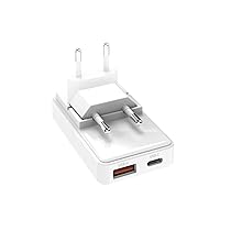 SBS Alimentatore Flexi 65W USB-C, Tecnologia GaN, Power Delivery (PD) 65W, Ricarica Rapida, Design Slim e Pieghevole, Caricabatterie USBC USBA, Caricatore per iPhone, Samsung, Tablet e PC, Bianco