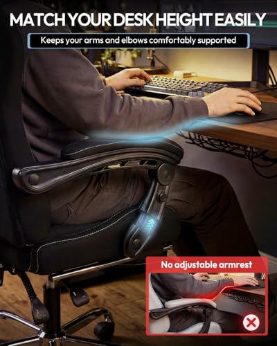 Image of Dowinx Ergonomic Gaming Chair with Footrest & Massage Lumbar, 2D-Linkage Armrests for Computer Chair 330lbs with Headrest Pillow for Office, Home, Streaming and Long Gaming Sessions, Fabric Black
