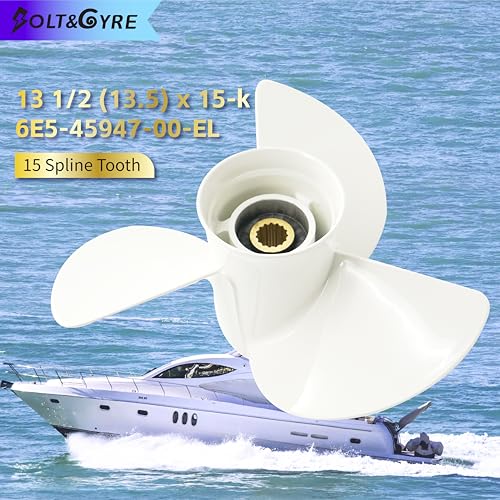 Image of BOLT&GYRE Outboard Boat Propeller OEM Aluminum, Fit Yamaha Engines 60-130HP, 15 Spline Tooth