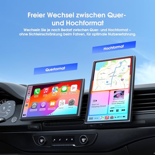 Avylet 7" Tragbares Wireless CarPlay Display mit Magnet-Halterung, für Apple CarPlay & Android Auto, 60FPS Touchscreen, GPS, Sprachsteuerung,OTA-Updates, Mirror Link, Hochformat/Querformat, Bluetooth
