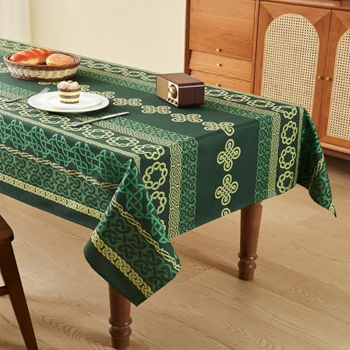 Nappe résistante à l'eau en lin vert 140x240 anti-tache pour Noël