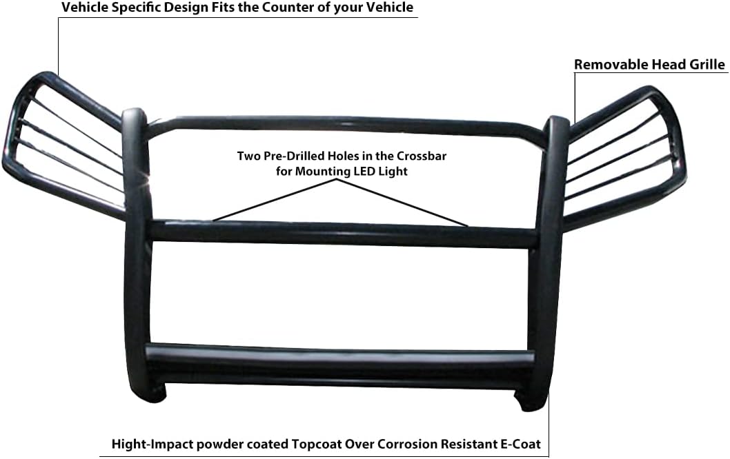 Black Horse Grille brush Bumper Guard Modular Black Compatible with 2006-2018 Toyota RAV4-17A093902MA