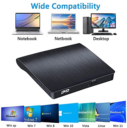 Image of External CD /DVD Drive for Laptop, USB 3.0 CD Burner + /-RW CD ROM External DVD Drive Portable DVD Player for Laptop Desktop PC Apple Mac Windows 11 /10 /8 /7 /XP Linux OS