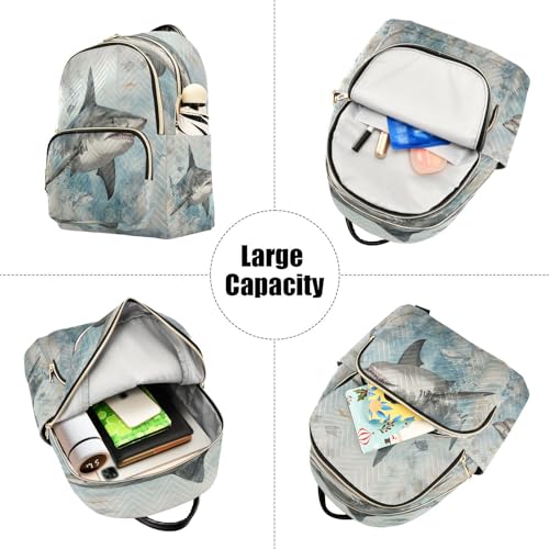 Image of ALAZA Shark Flying Women Backpack Purse Ladies Fashion Shoulder Bag Daypack Travel Bag 7.5L