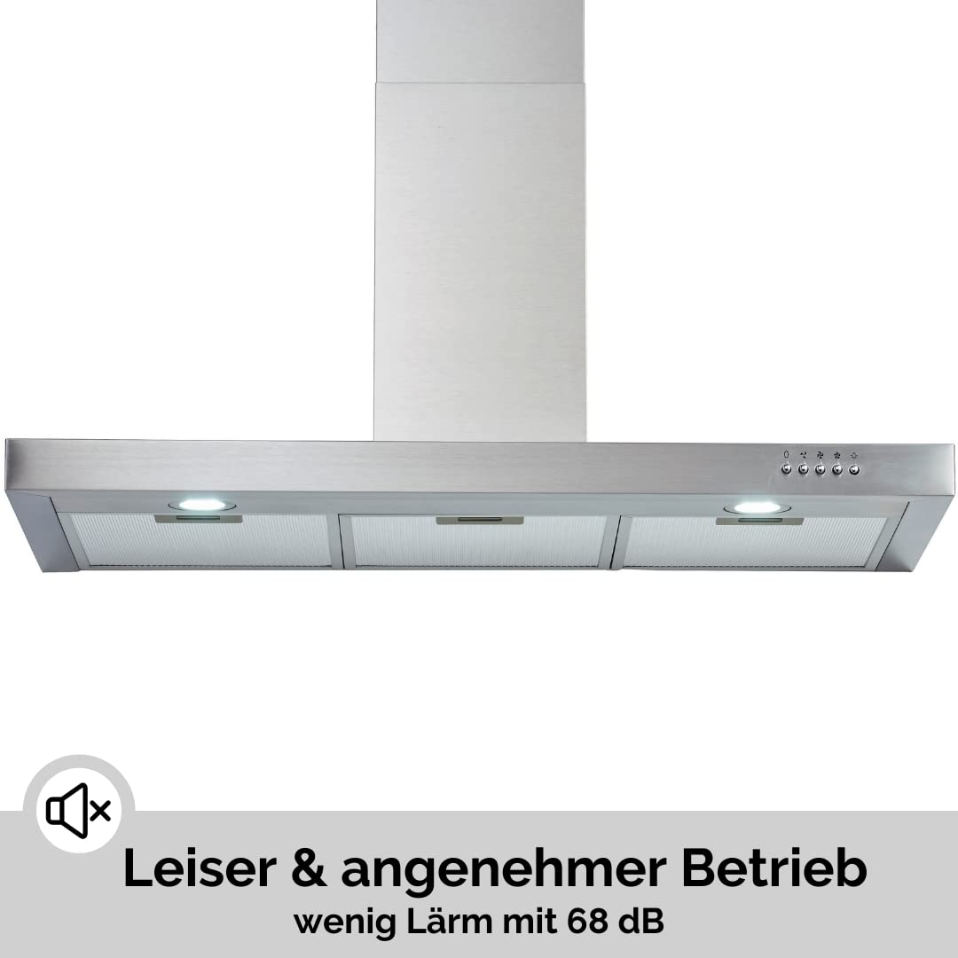 PKM Wandhaube 9004W | Dunstabzugshaube | 90cm Breite | Edelstahl | 3 Leistungsstufen | LED Beleuchtung | Abluft | Umluft