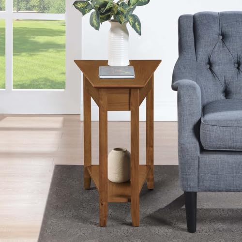 Convenience Concepts American Heritage Wedge End Table 24" - Classic Living Room Table with Storage Shelf, Side Table for Family Room, Bedside Table, Driftwood/White - Image 2