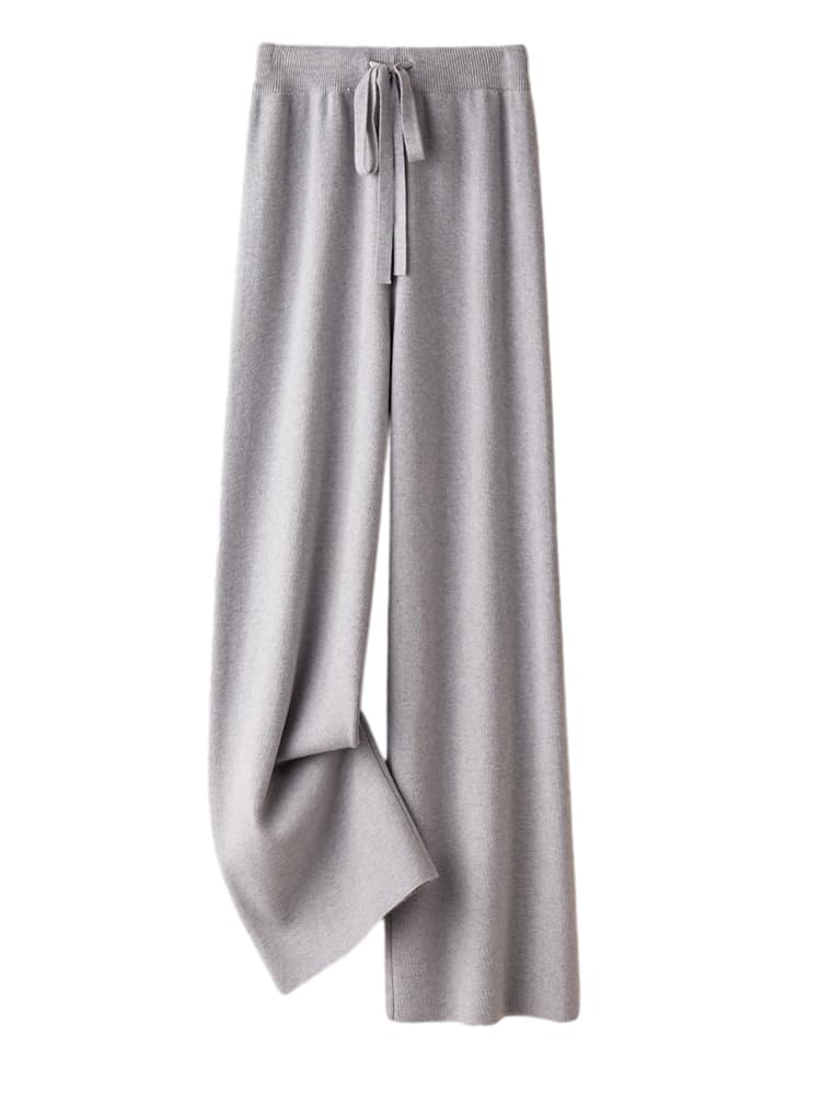 Women Floor Length Knit Heavy Thick Loose Pants Long Trousers Wide Leg Soft Winter Cargo Casual Pants