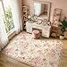 Lahome Floral Washable Rugs 5x7,Rugs for Living Room Boho Area Rug,Vintage Rugs for Bedroom Girls Non Slip Low Pile Ultra-Thin Large Carpet for Farmhouse,Dining Room,Kids Playroom Nina (5'X7',Beige)