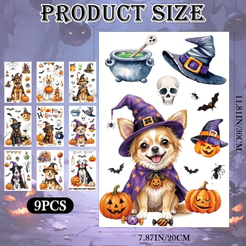 Halloween Window Clings, 9 Sheets Cute Dogs Pumpkin Ghost Decor Stickers by CRASHOT - Used condition - Image 2