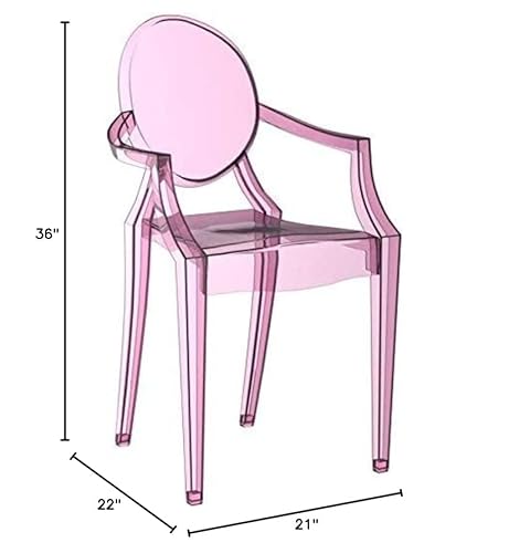 Modway Casper Modern Acrylic Stacking, Two Dining Armchairs, Pink #TOP2