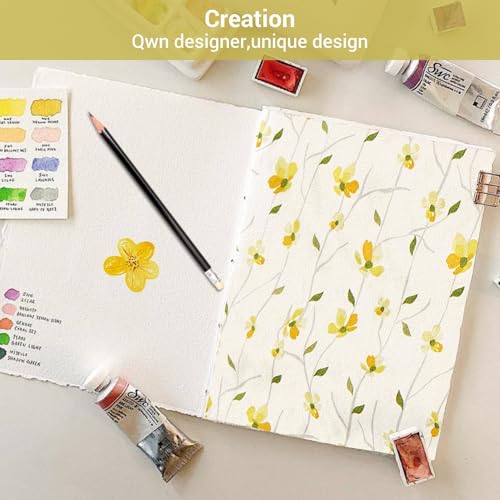 Image of Softan Yellow Floral Bed Sheets Full Flower Printed Sheets - Patterned Microfiber Fitted Sheets Full with 15 inch Deep Pocket & Non-Slip Straps, Cute Flower Sheets & Pillowcase Set