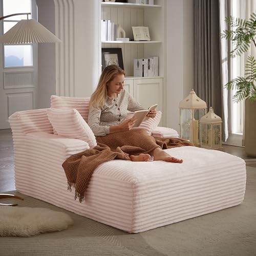 KEIKI 67" Oversized Chaise Lounge Sofa Chair, Corduroy Sleeper Couch