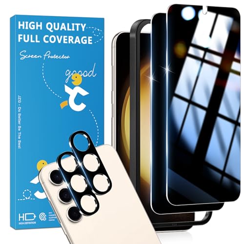 JavoYion 2 Pack for Samsung Galaxy S23 Plus Privacy Screen Protector 2 Pack Camera Protector Fingerprint Compatible Anti Spy 9H Hardness Glass for Galaxy S23 Plus / S23+ 5G