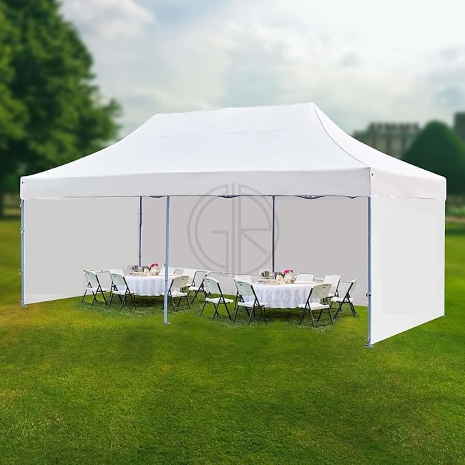 Image of 10 x 20 feet Canopy Tent with 3 Side Cover Water Proof Tent - 2 Minute Easy Installation Gazebo Tent
