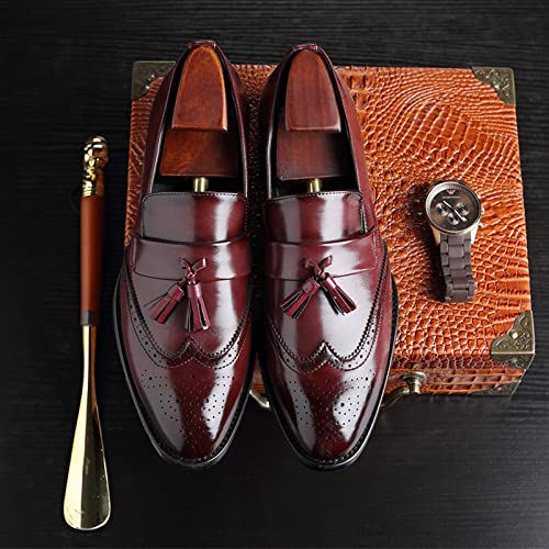 Image of Julymens Men's Handsome Slip-on Tassel Brogues Faux Leather Dress Shoes