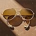 SODQW Trendy Aviator Sunglasses for Women with Earring Gold Metal Frame Fashion Sun Glasses