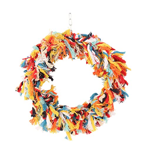 VERDANVERSE 1Pc Parrot Chewing Cotton Rope Swing Ring for Birds Fun Training Accessory for Parakeets Cockatiels and Parrots Promotes Exercise and Balance