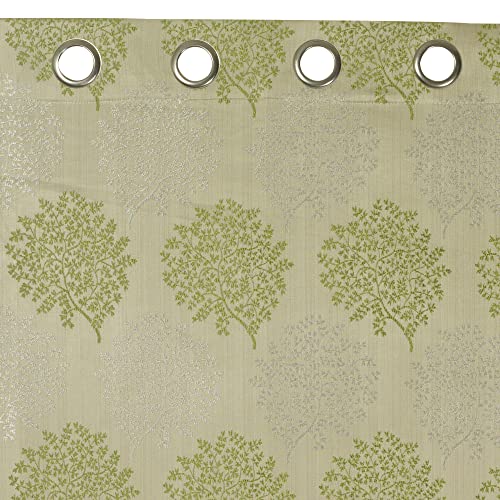 Image of Green Jacquard 5ft Window Curtain with Eyelet and Tie Back (1 Pc) Size 60 Inch (L) x 44.1 Inch (W)