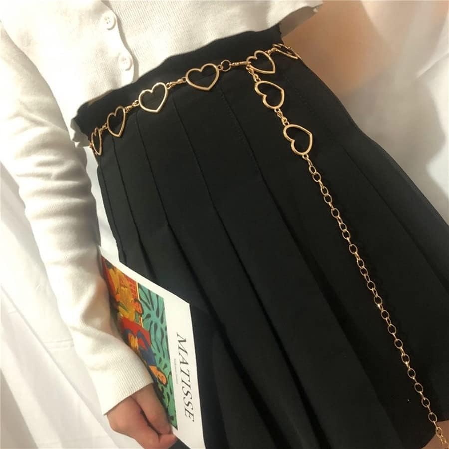 Punk Gothic Pants Chains Gold Chain Set for Women Keychain Rocker Chic Hip Hop Chain Boho Festival Accessory Edgy Y2K Heart - Image 5