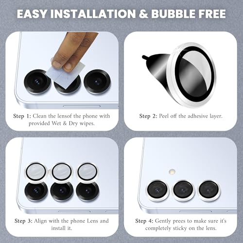 Image of FIRST MART Silver Camera Ring Guard Protector for Samsung Galaxy S25 | Tempered Glass with Metal Alloy Rings, HD Clear, Scratch Resistant, Case-Friendly | Pack of 1