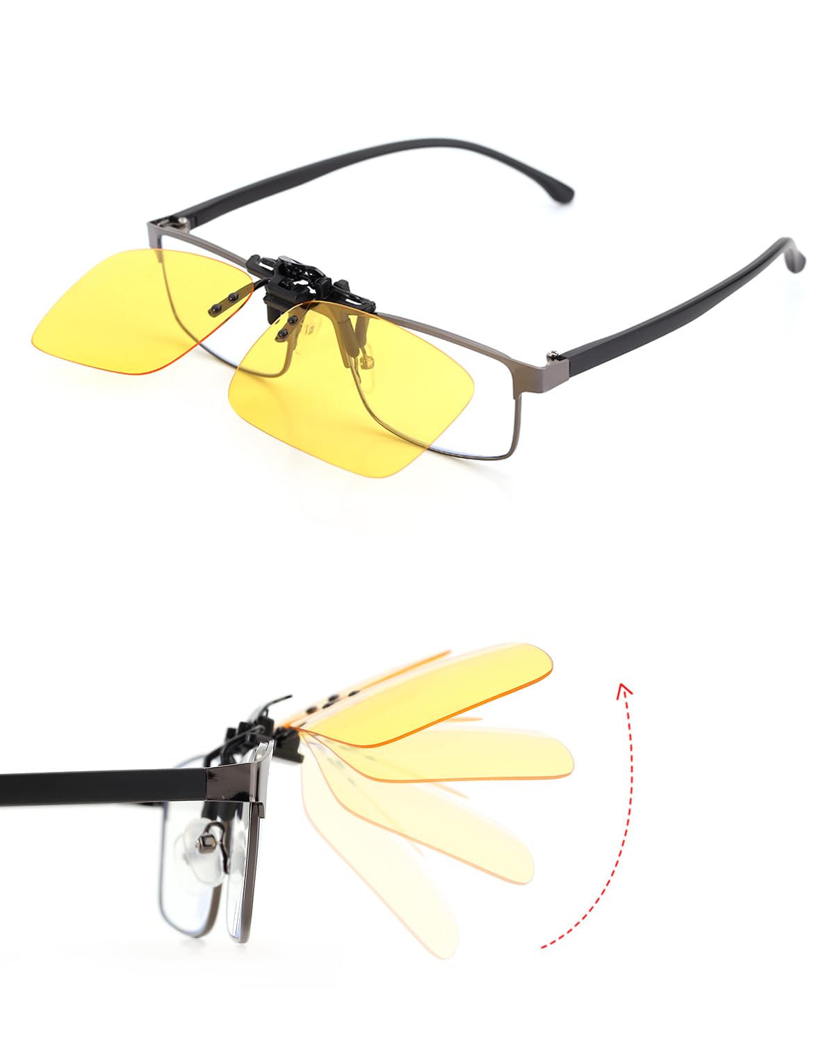 TERAISE Polarisierte Clip-on Nachtfahrbrille, Männer und Frauen Nachtfahrbrille, Reduziert effektiv helle Lichter und erhellt die Straßenoberfläche bei Nacht, Nachtbrille zum Autofahren