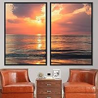 2 Piece Framed Canvas Wall Art Sunset Canvas Prints Home Artwork Decoration for Living Room,Bedroom - 16