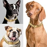 15mm Breite Goldenes Rostfreier Stahl Hundehalsband Metall Hundehalsband Hundekette Halsbänder Pet Training Walking Halsband(50cm)