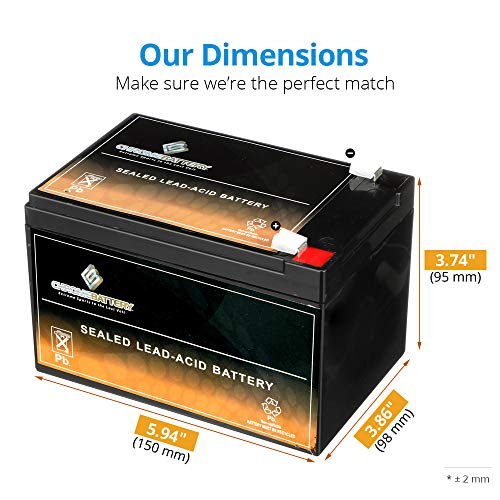 Chrome Battery 12V 14Ah Sla Rechargeable Replacement Battery For Ups Back Up, Electric Scooter, Wheelchair, Alarm, And More: 5.94 X 3.86 X 3.74, T2 Terminal #TOP1
