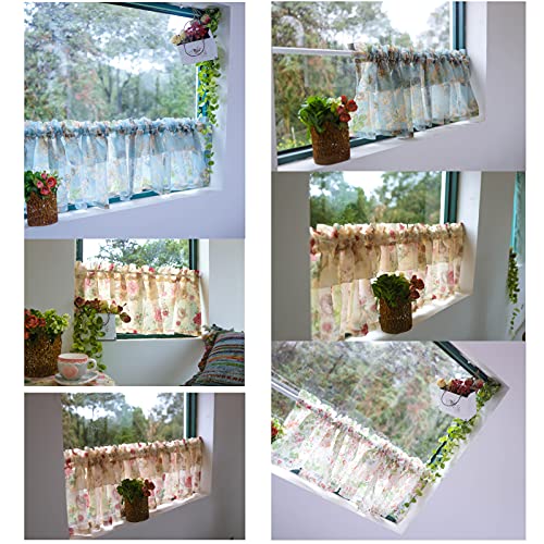 Cortina transparente de gasa LUNEZY, visillo traslúcido estilo bistro para ventana corta 7