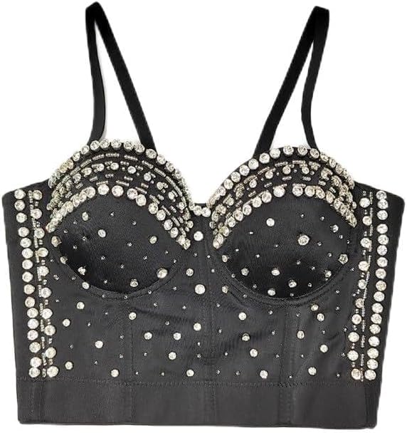 Shapewear Tube Top Heavy Beaded Bra Inner Wear Outer Rhinestone Backless Camisole for Women