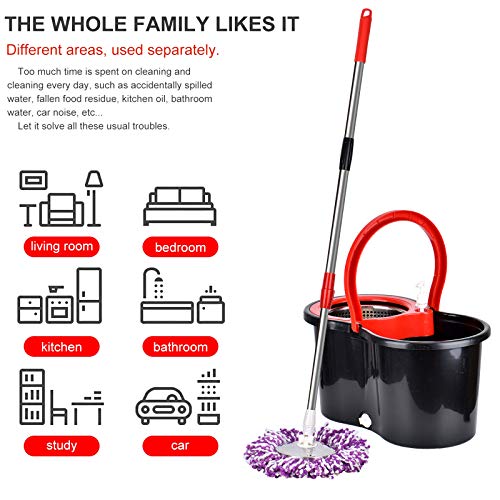 Spin Mop Bucket, 360 Spin Mop And Bucket System With 3 Mop Heads, Stainless Steel Spin Bucket Mop For Floor Cleaning #TOP3