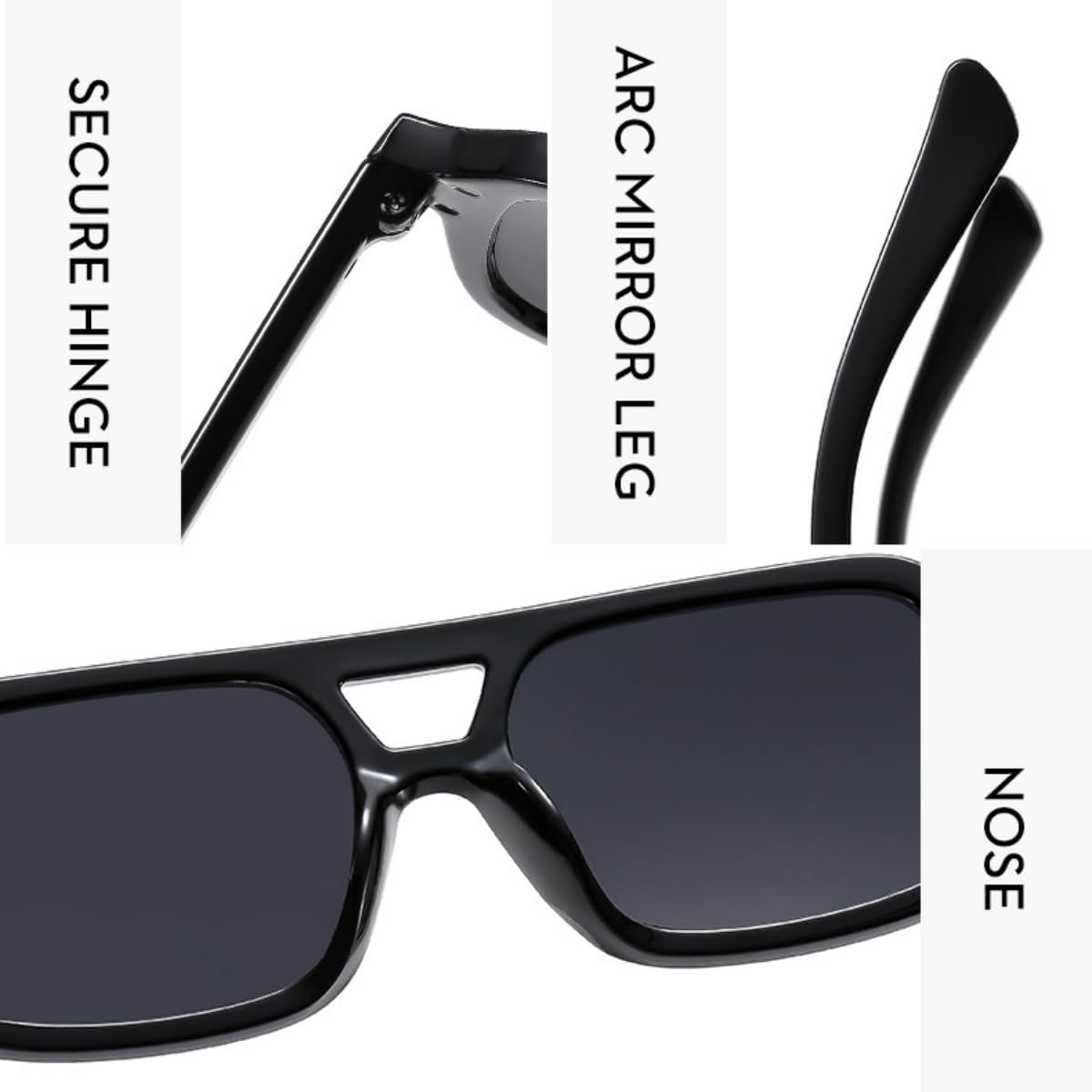 4 Pieces Retro 70s Square Aviator Sunglasses for Women Men Vintage Rectangle Aviator Sunglasses - Image 4