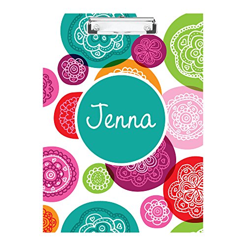 Funky circles monogrammed double sided hardboard clipboard