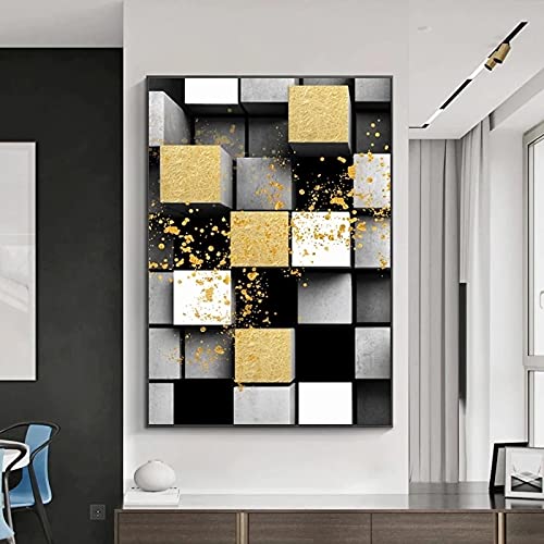 Affiche or et noir style nordique abstrait pour une décoration raffinée