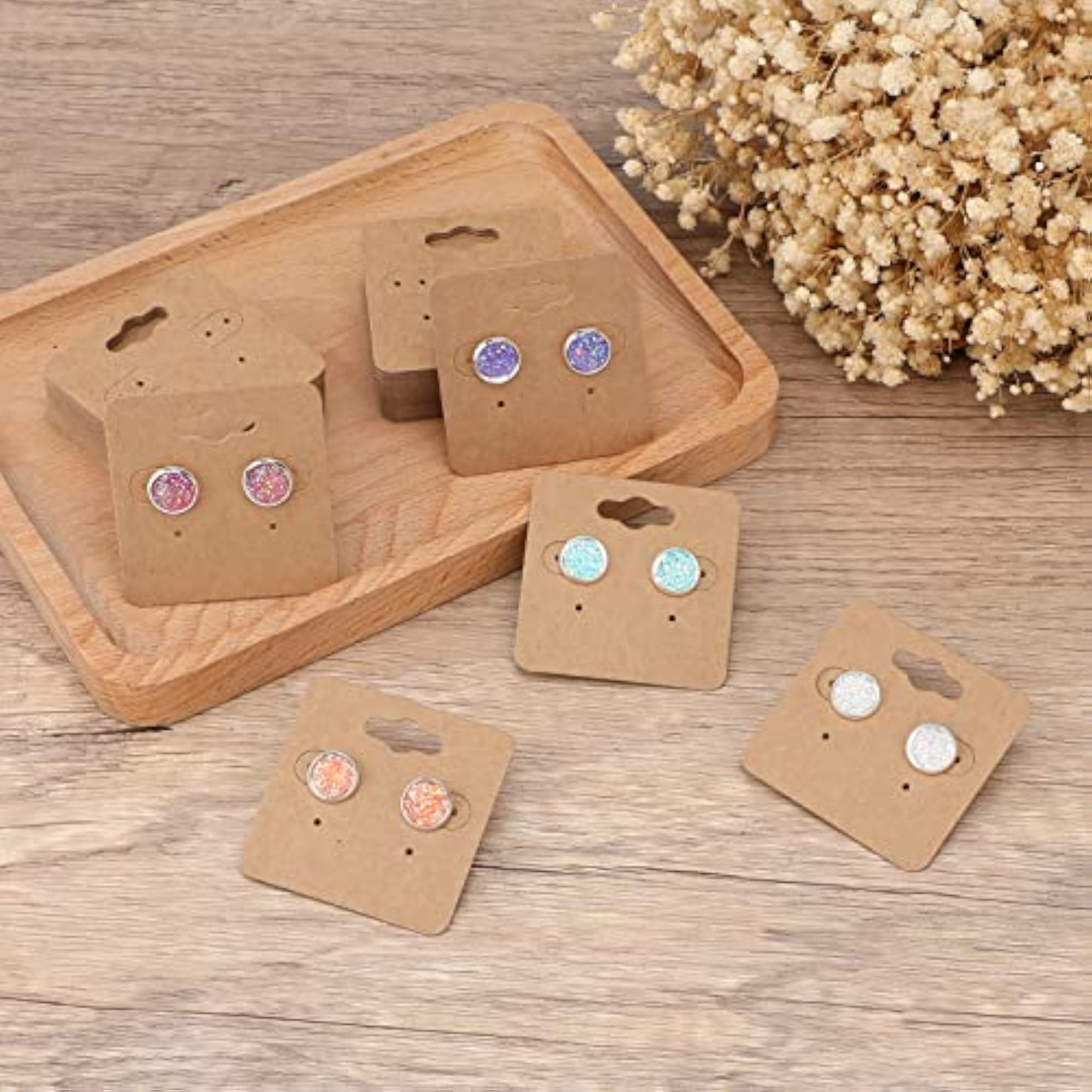 200Pcs Brown Earring Display Holder Cards