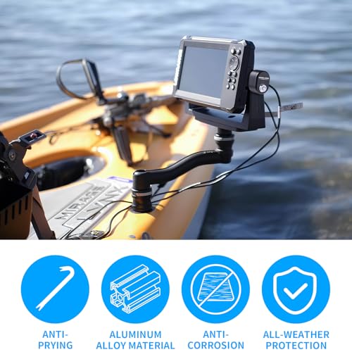 Image of Fish Finder Lock,2 Pack Oval Aluminum Fishing Graph Lock for Securing Fishing Unit to Gimbal Mount for Garmin,Humminbird,Lowrance Sonars (Black)