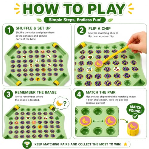 Image of Flip and Match Memory Board Game | Mind Puzzle & Flipping Chess Match Game for Kids and Boys Ages 7-14