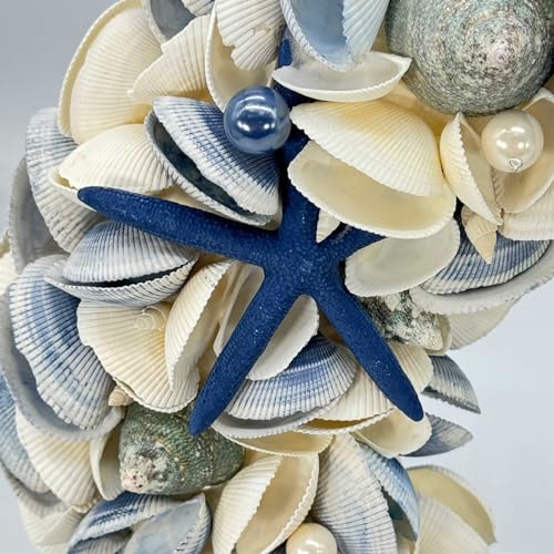 Galt-International-18-Nautical-Seashell-Hanukkah-Wreath-Dark-Blue-Holiday-Coastal-Beach-Floral-Home-Decor-Indoor-Outdoor-Real-Starfish-Pearl-Seashells Galt International 18 Nautical Seashell Hanukkah Wreath Dark Blue Holiday Coastal Beach Floral Home Decor Indoor Outdoor Real Starfish Pearl Seashells