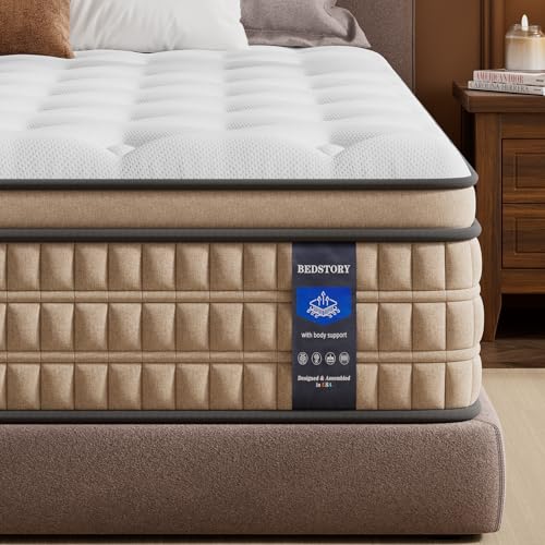 BedStory 14 inch Firm King Size Mattress - Pain-Relieving Hybrid Mattress for Extra Lumbar & Hip Support - No Sagging Bed in a Box - 365-Night Trial - No Odor, Fiberglass-Free, CertiPUR-US Certified