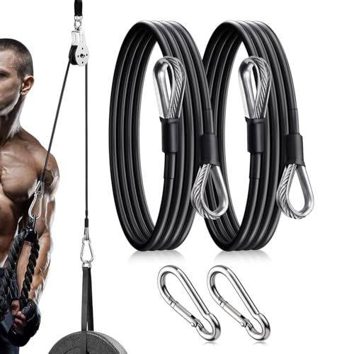 qokeeu Cable de fitness – Accesorios de yoga ergonómicos robustos, equipo de gimnasio en casa, para entrenamiento de piernas, espalda, brazos, ejercicios de tracción, curls de remo