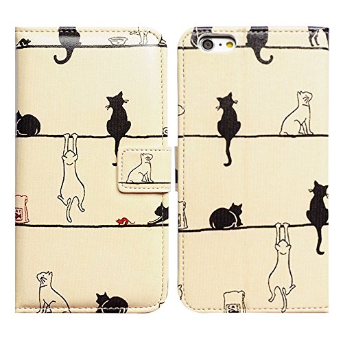 Bfun Packing Bcov Black Cat White Cat Magnetic Card Slot Stand Flip Leather Wallet Cover Case for iPhone 6 Plus/6S Plus