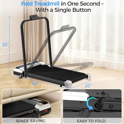 Image of Walking Pad Treadmill with 8% Incline for Home Office,3.0HP Low Noise Portable Folding Under Desk Treadmill with Remote Control,Jogging Running Machine,350 Lbs Capacity,Handle Bar