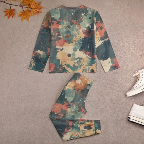 German Bundeswehr Flecktarn CamoBoys Casual Comfort Pajamas, Long Sleeve Pajama Set160CM4