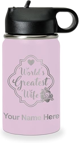 Miniatura 20 de LaserGram Botella de agua de doble pared de 32 onzas con popote, la mejor esposa del mundo, grabado personalizado incluido (gris) Gris,Negro -,Verde