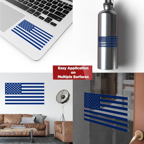 Image of American Flag Vinyl Decal USA Tactical Military Patriotic Subdued (Navy Blue) (Set of 2) Premium Waterproof Vinyl Decal Stickers for Car Truck RV Helmet Bumper Window Laptop Rearview Mirror