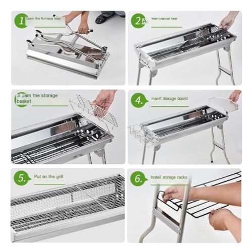 Barbecue portable multifonctionnel argenté compact à charbon de bois - 5
