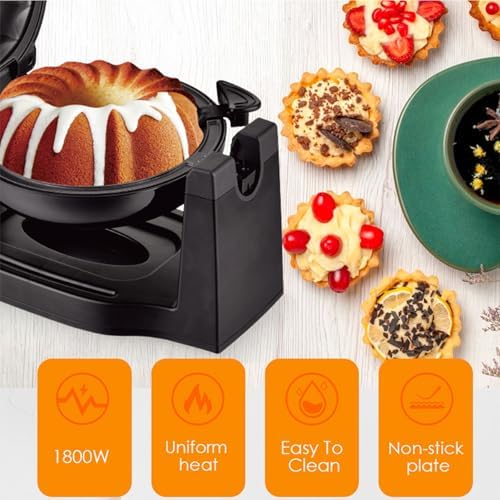 Maszyna Do Pieczenia Ciast 1800 W – Elektryczna Mini Maszyna Do Wypieku Ciast Lawowych Z Powłoką Nieprzywierającą I Lampką Kontrolną Temperatury Do Domowego Pieczenia I Deserów
