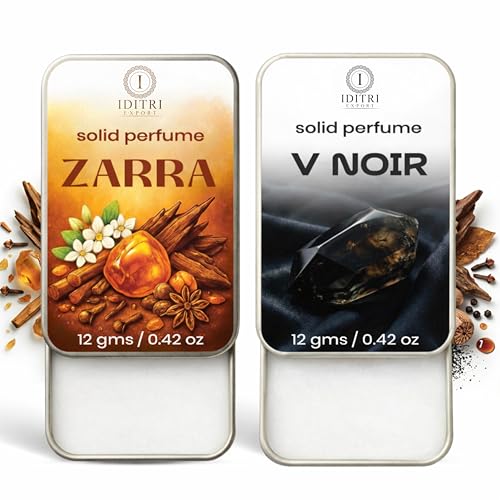 Image of Solid Perfume |zarra&V Noir Alcohol Free Wax Perfume Balm, Long Lasting | Pocket Tin 12g, Pack Of 2| Non Greasy Smooth Glide, Travel Friendly Men And Women