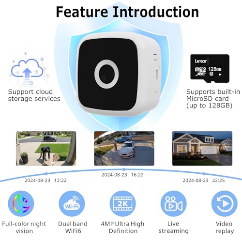 Image of SOIADV 2K Wireless Window Camera,No-Drill Install,2.4GHz & 5GHz WiFi Indoor Cameras for Home Security,AI Human & Vehicle Detection, 6s Pre-Roll, Battery Powered,4MP Color Night Vision,SD /Cloud